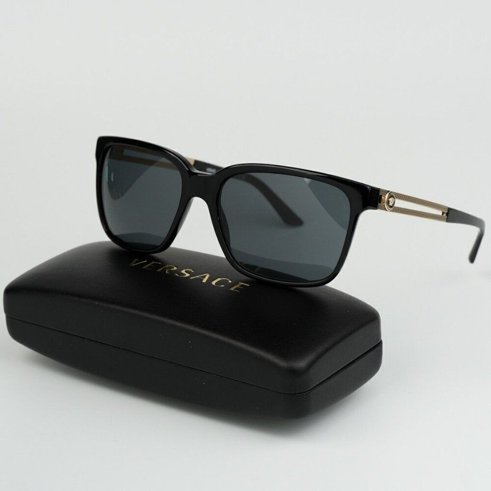 NEW Versace VE4307 GB1/87 Black Grey Square Unisex Sunglasses VE 4307